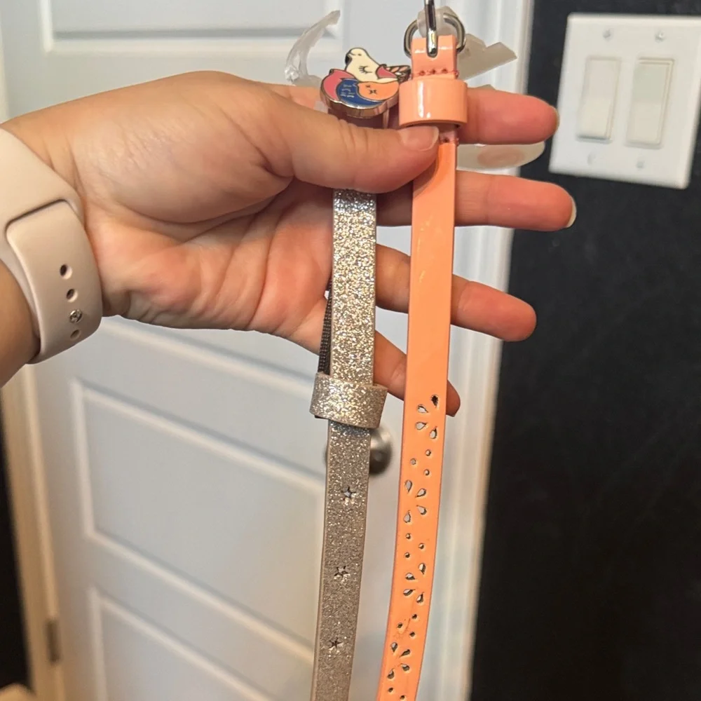 Wonder Nation Girls Two Piece Belt Set - Glitter Silver and pinkish